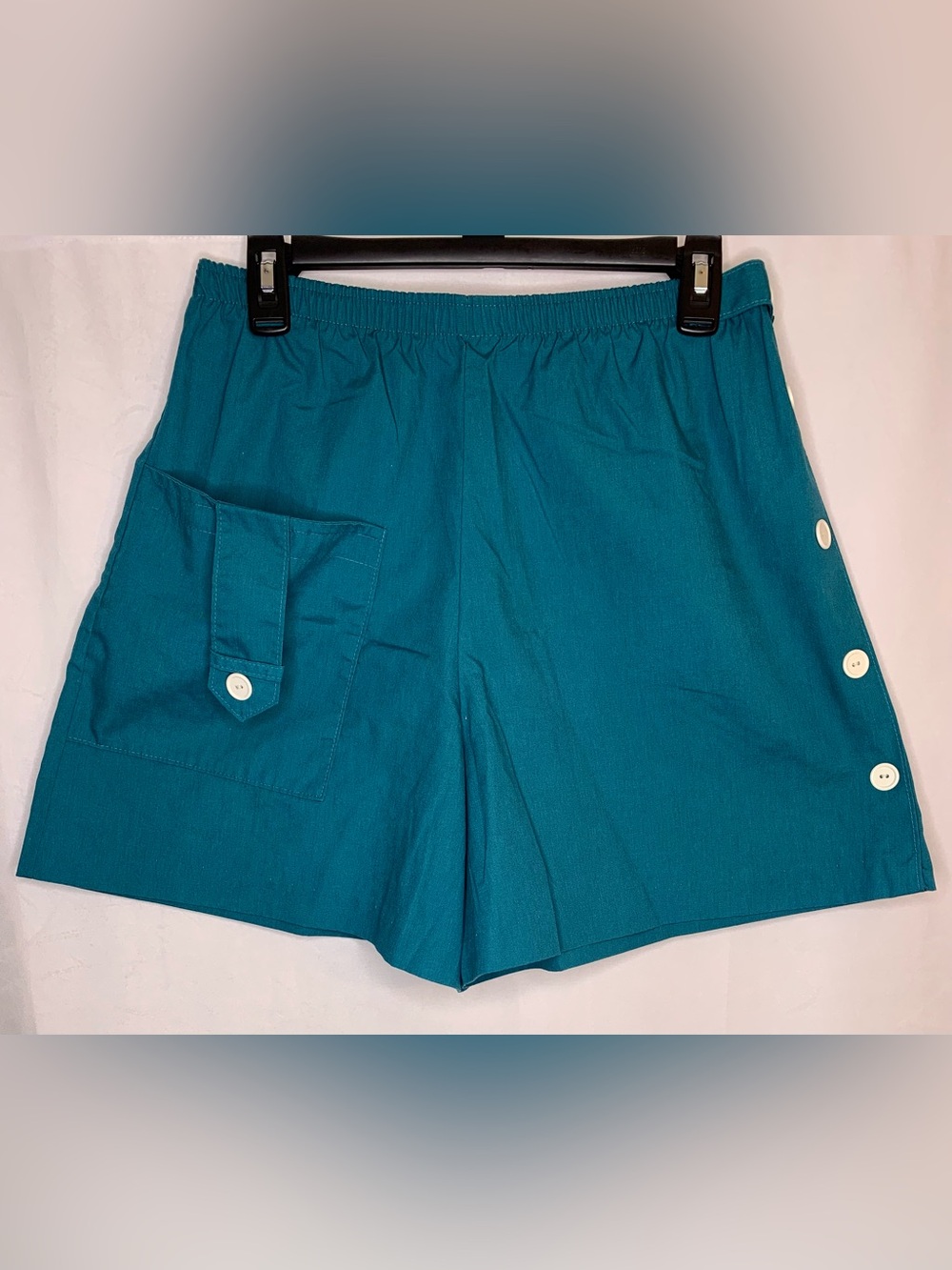 Vintage high waisted teal shorts size medium button details front pocket